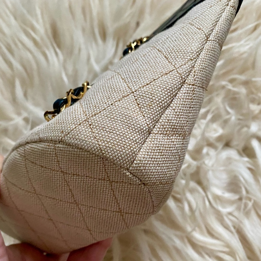 Chanel Vintage Navy Canvas Beige Mini Tote Bag - Picture 12 of 16